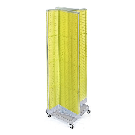 Azar Displays Pinwheel Pegboard Floor Display on Revolving Wheeled Base. Spinner Rack Stand. 700422-YEL